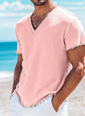 men's Tshirts for Man Casual summer t shirts Tee男士棉麻短袖