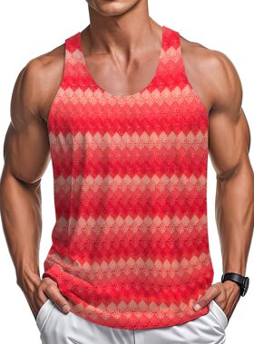 men's vest轻薄运动健身背心 条纹镂空休闲宽松背心man tank tops