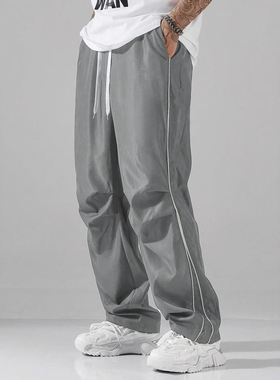 men's pants高街冲锋伞兵裤子男新款美式条纹速干工装运动休闲