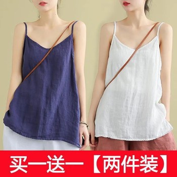 ຜ້າຝ້າຍບໍລິສຸດແລະ linen sleeveless camisole ສໍາລັບແມ່ຍິງ summer ຮູບແບບໃຫມ່ວ່າງນອກ linen ພາຍໃນ bottoming ເສື້ອເທິງເຄື່ອງນຸ່ງຫົ່ມ