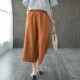 Cotton and linen three-quarter wide-leg pants for women, summer loose cropped pants