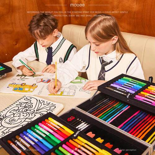 mobee儿童绘画礼盒航空箱画笔套装小学生美术工具生日开学礼物 - 图1