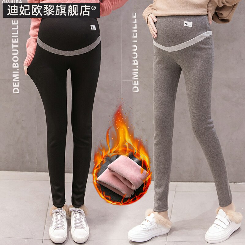孕妇冬季外穿加绒托腹裤打底裤 迪妃欧黎孕妇打底裤