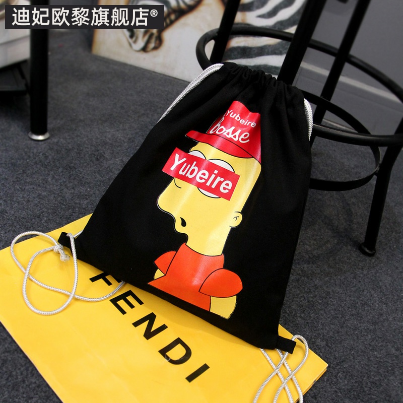 抽绳袋旅行简易双肩包棉麻帆布轻便男女背包束口袋杂物袋收纳包袋