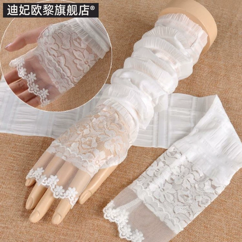 Летние кружевные нарукавники, длинные шифоновые тонкие перчатки, защита от солнца