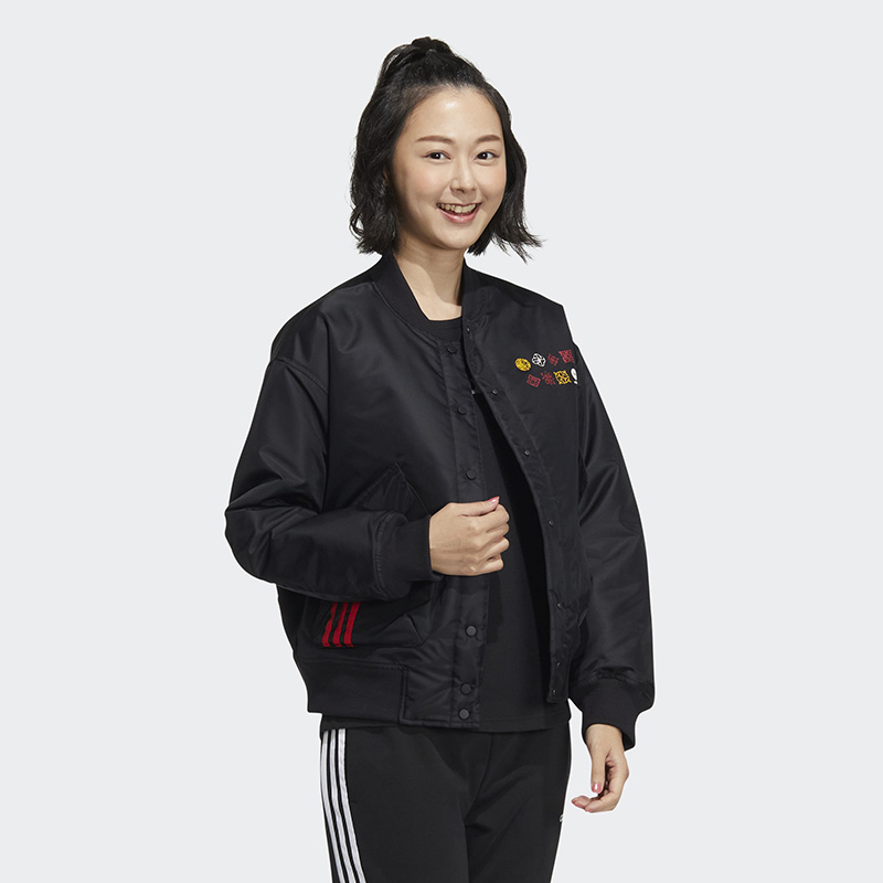 Adidas阿迪达斯外套NEO女装CNY新春款休闲舒适运动棉服正品HM7484