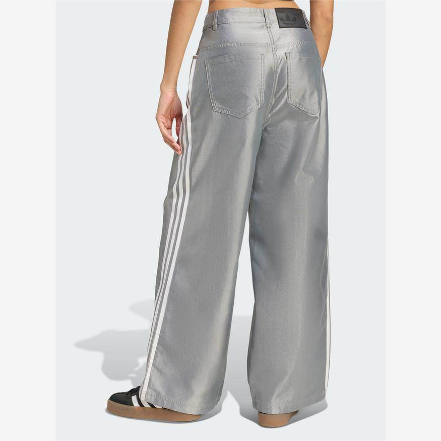 阿迪达斯三叶草足球风阔腿运动裤2025秋女喷绘印花牛仔长裤KE9800,淘宝优惠券,粉丝福利购,淘宝优惠卷