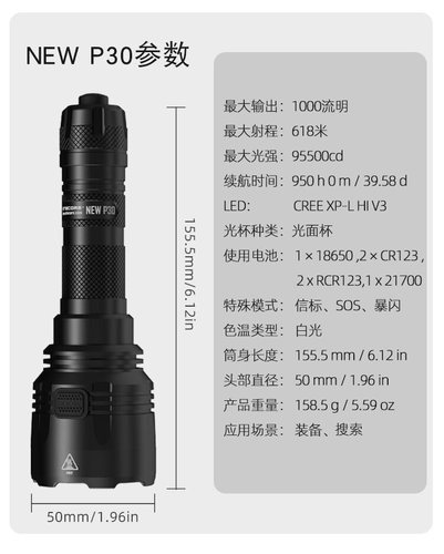 NITECORE奈特科尔NEW P30手电筒聚光远射超亮户外强光搜救探险LED - 图1
