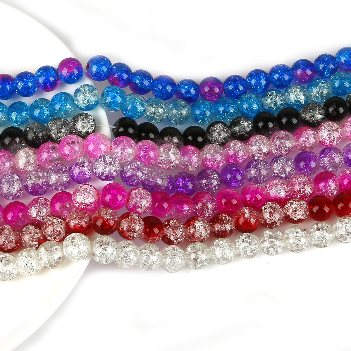 100颗冰裂爆花晶雪花圆珠散珠子手工diy古风发簪手链项链材料配件 - 图2