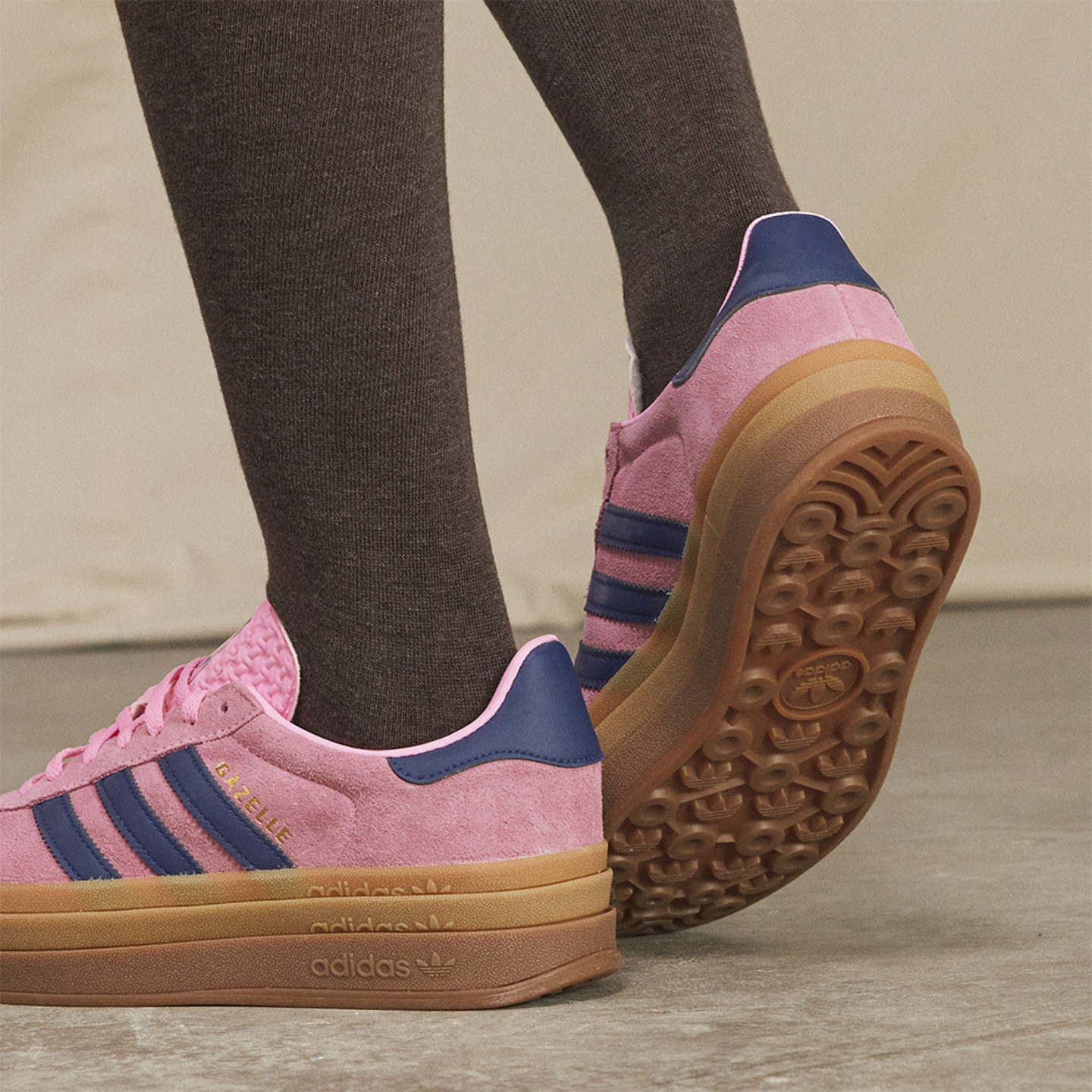 「T头鞋」GAZELLE BOLD厚底增高板鞋女子adidas阿迪达斯三叶草,淘宝优惠券,粉丝福利购,淘宝优惠卷