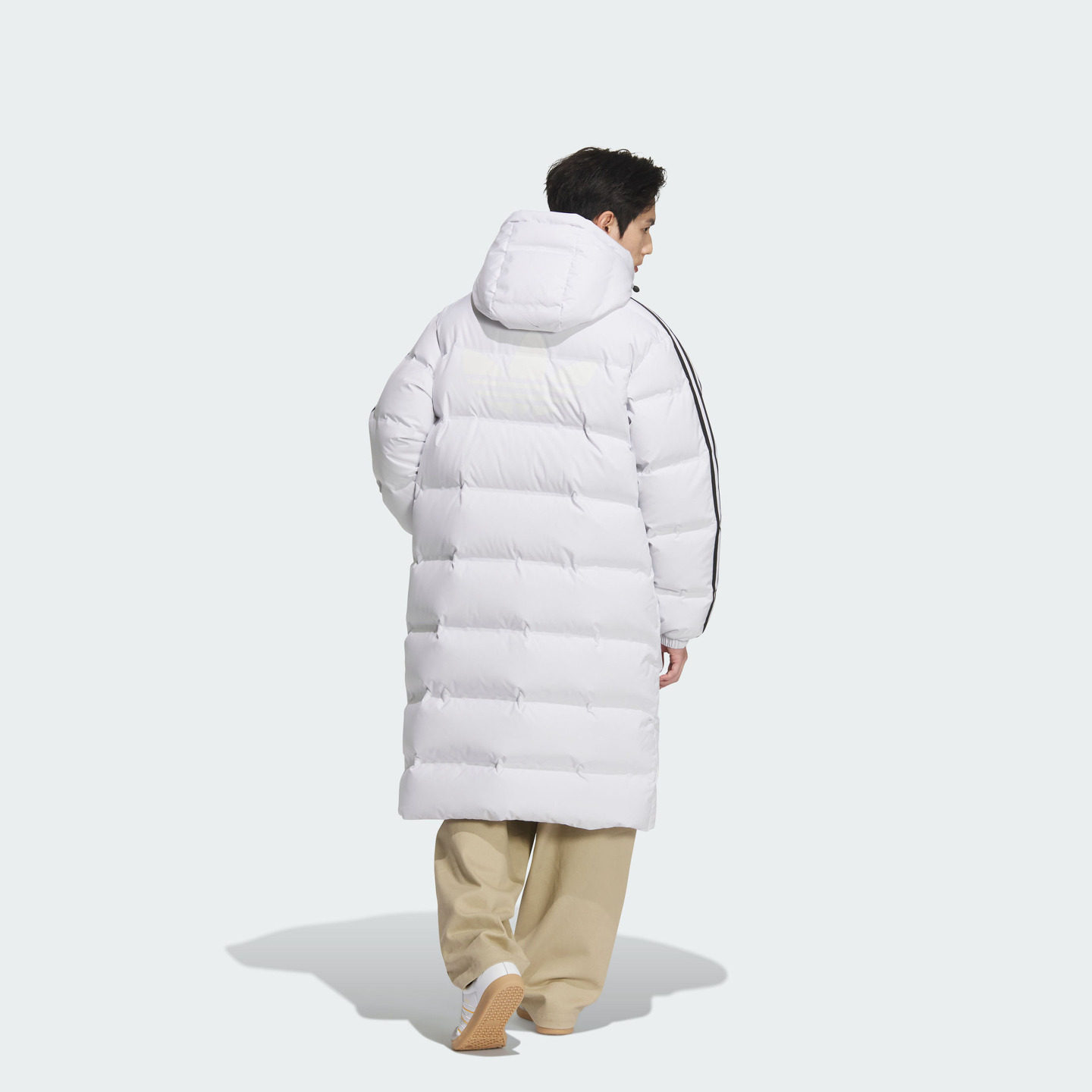 600蓬长款运动连帽鸭绒羽绒服面包服男adidas阿迪达斯三叶草