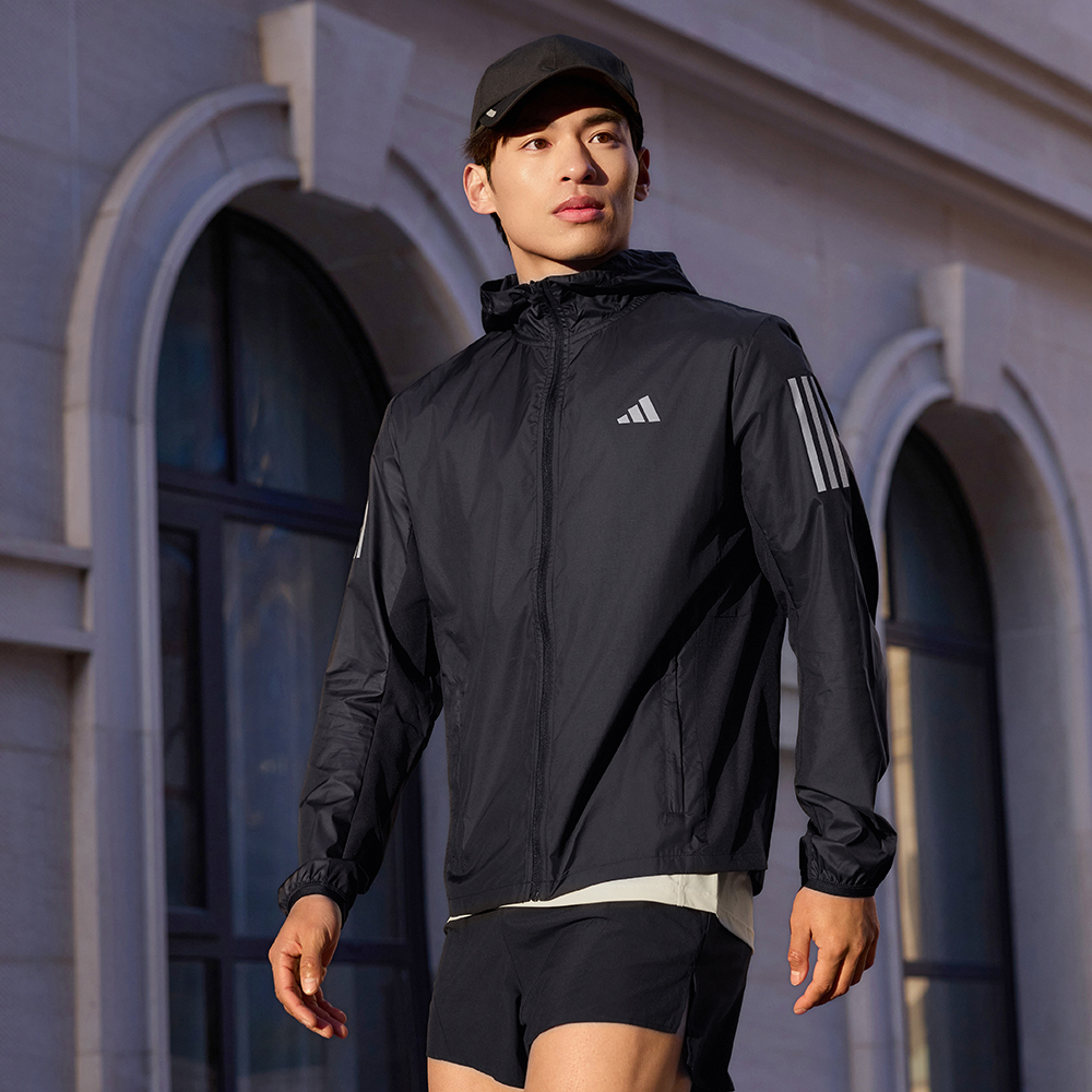 修身跑步运动连帽夹克外套男装adidas阿迪达斯官方outlets - 图1