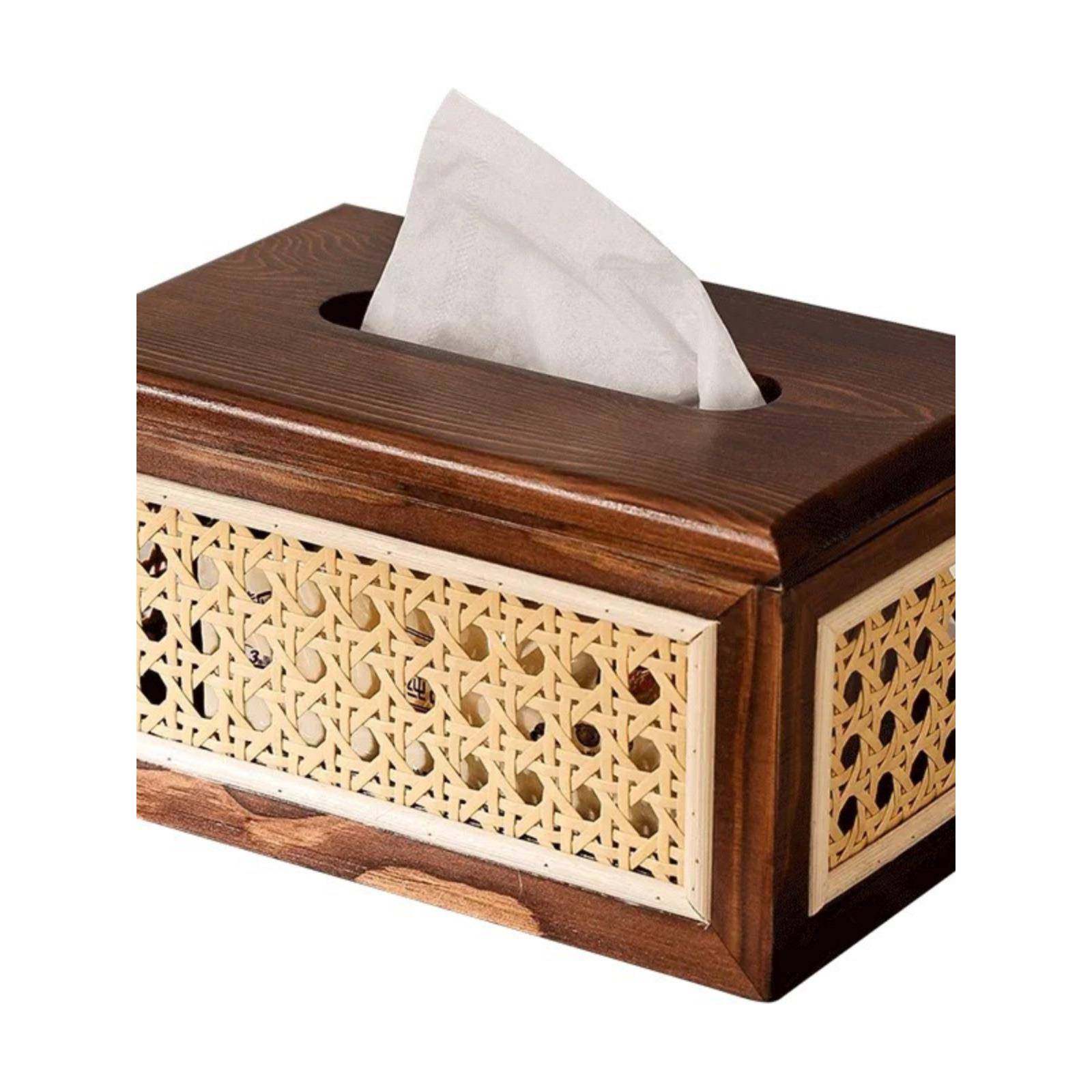 侘寂风复古竹编纸巾盒新中式实木抽纸盒客厅家用茶几桌面装饰摆件,淘宝优惠券,粉丝福利购,淘宝优惠卷