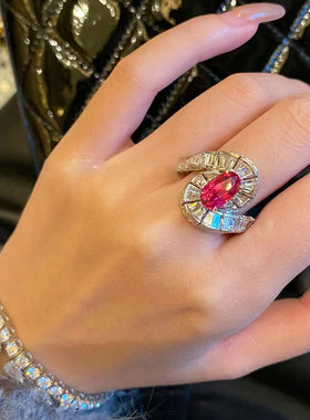 高端设计彩宝晶石戒指女2025年