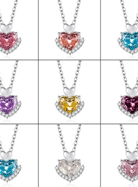 吊坠时尚高级海蓝心形项链女高端