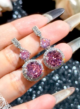 爆闪高定粉色锆石项链浪漫樱花