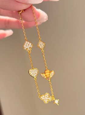 意大利手工拉丝小蜜蜂吊坠项链女
