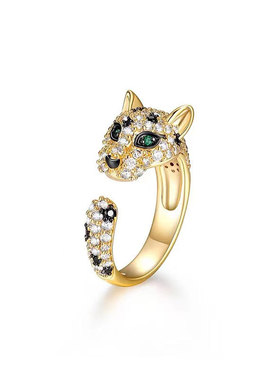 新款时尚豹子头戒指金钱豹指环暴