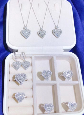 高级女气质满钻吊坠戒指耳钉套装