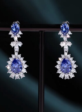 满钻高级珠宝耳钉耳坠高端彩宝女