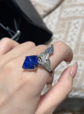 山茶珠宝设计仿真蓝宝糖塔戒指女