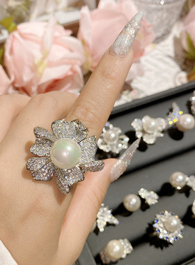 奢华超闪优雅vintage法式戒指女