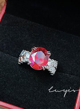 轻奢丘比特之箭鸽血红宝石钻戒女