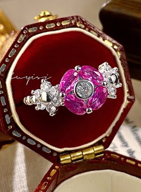 轻奢时尚热情灵动火龙果红刚玉戒