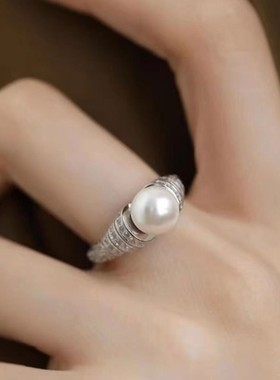 奢华珍珠戒指女小众设计高级百搭