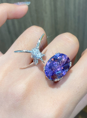 星空切高定戒指满钻时尚超闪百搭