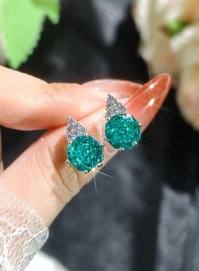 千禧帕拉绿八边形锆石项链吊坠女