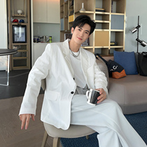 Fall Pure Color Design Sense Casual Suit Mens Korean Department Light Cooked Wind Texture Yuppie Loose West Suit Jacket Blouse Tide
