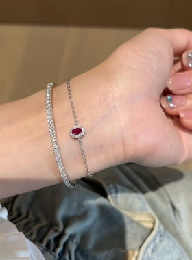 高级感超闪满钻手链叠戴极细微镶锆石手镯轻奢2025新款