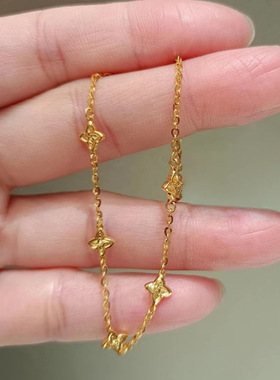 美式金色复古星芒手链女韩系简约小众设计感百搭轻奢叠戴手饰新款