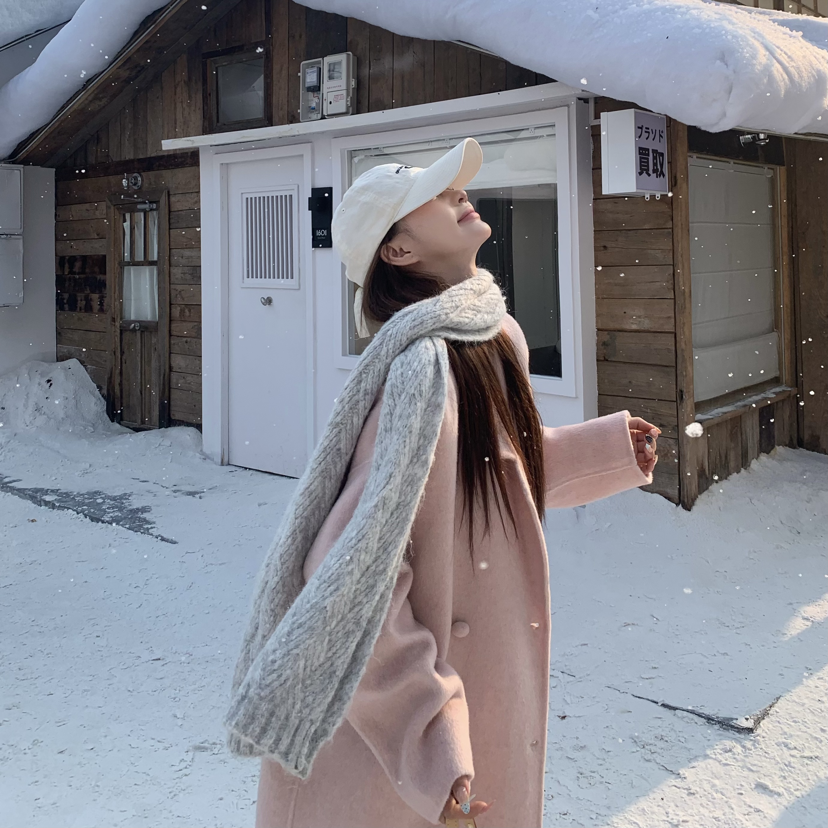 3MER哦哦三妹温柔风粉色羊毛双面呢大衣女秋冬季韩系气质毛呢外套 - 图3