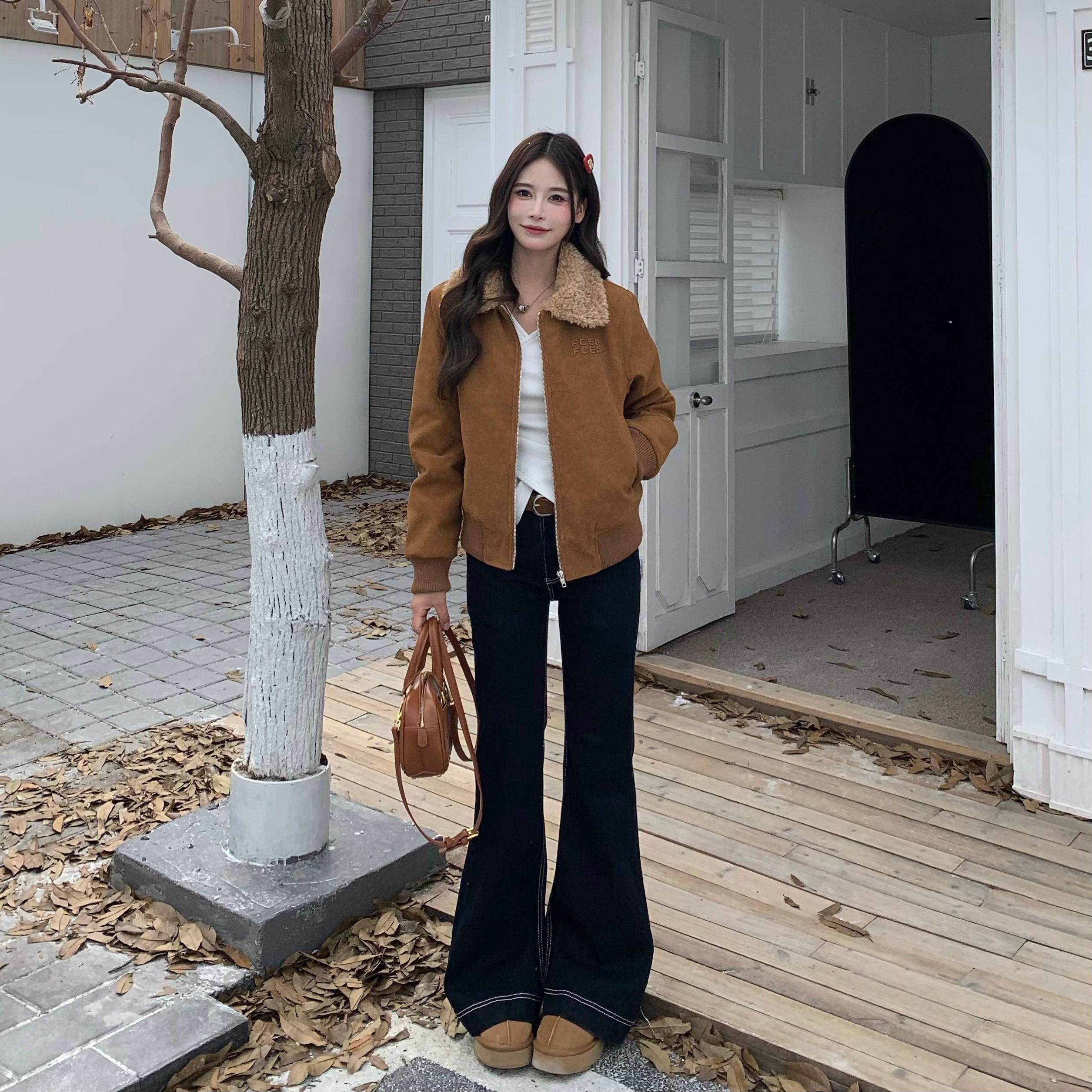 3MER哦哦三妹老钱风毛领夹棉皮衣女2025秋冬美拉德高级感长袖外套,淘宝优惠券,粉丝福利购,淘宝优惠卷