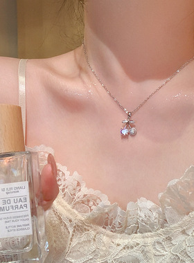 韩系甜美樱桃微镶锆石锁骨链