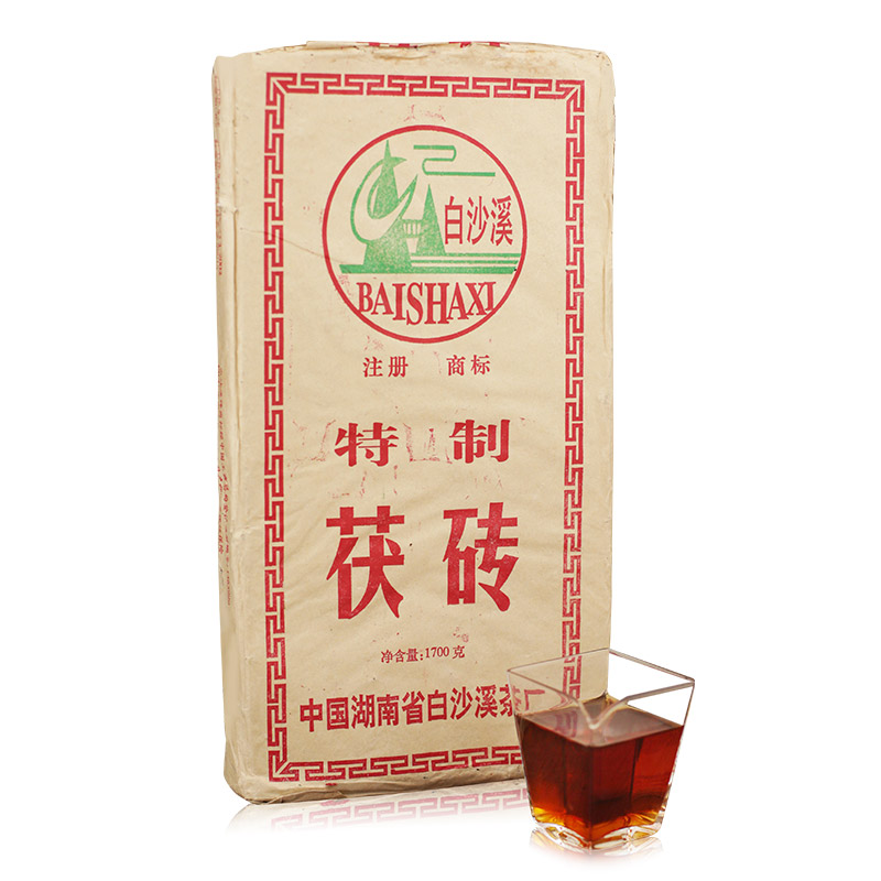 白沙溪2003年特制茯砖茶1.7kg安化黑茶陈年老茶年份古董茶-图0