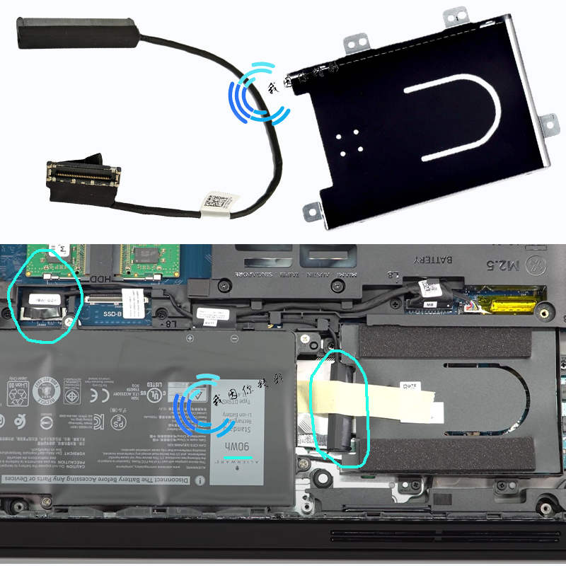 戴尔外星人Alienware Area 51m R2 SATA2.5硬盘线支架Y6X0N J8J5W - 图2