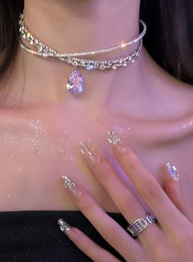 choker夸张闪钻项圈女项链高级设计感小众锁骨链颈链晚宴聚会配饰