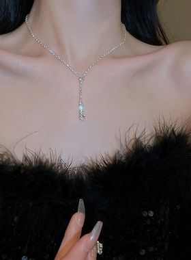 新款甜美水滴新娘项链耳环锁骨时尚高级婚纱小众套装配饰