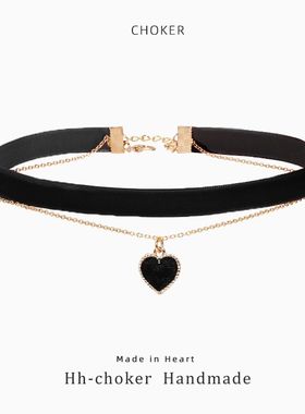 红色爱心双层锁骨链choker女高级设计感小众脖颈链敬酒服项链配饰