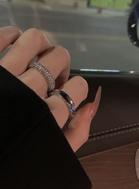 高级感轻奢夹心戒指女2022年新款潮ins冷淡风微镶质感精致食指戒