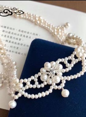 红口袋赫本风小众高级感复古法式新娘双珍珠项链choker锁骨链X49