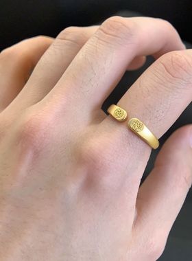 纯黄铜戒指女款不掉色平安纳福开口可调节可水洗里外一色123