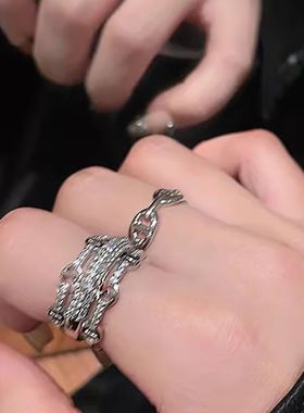 猪鼻子宽窄开口戒指女秋冬时尚简约个性百搭精致冷淡风食指戒指环