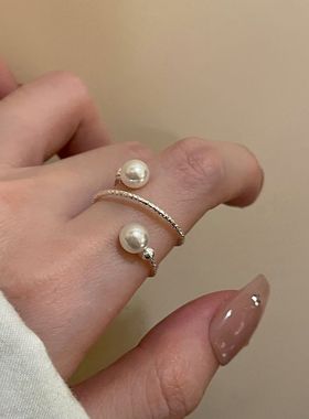 珍珠开口可调节戒指女2025新款轻奢小众设计高级感食指戒夏季指环