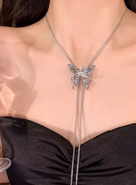 溺与花色~可抽拉蝴蝶项链女轻奢小众choker项圈锁骨脖颈链配饰潮