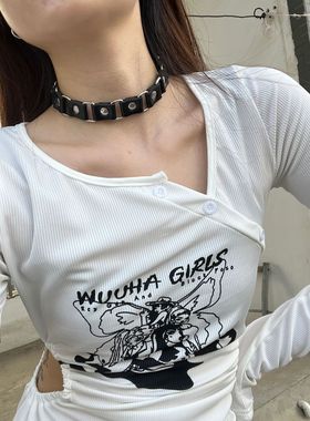 原宿欧美朋克choker项圈颈链摇滚脖圈黑色项链女锁骨链小众配皮革