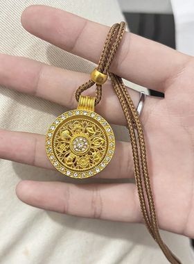 中国风可转动不掉色吉祥八宝罗盘项链如意旋转吊坠毛衣项链高级感